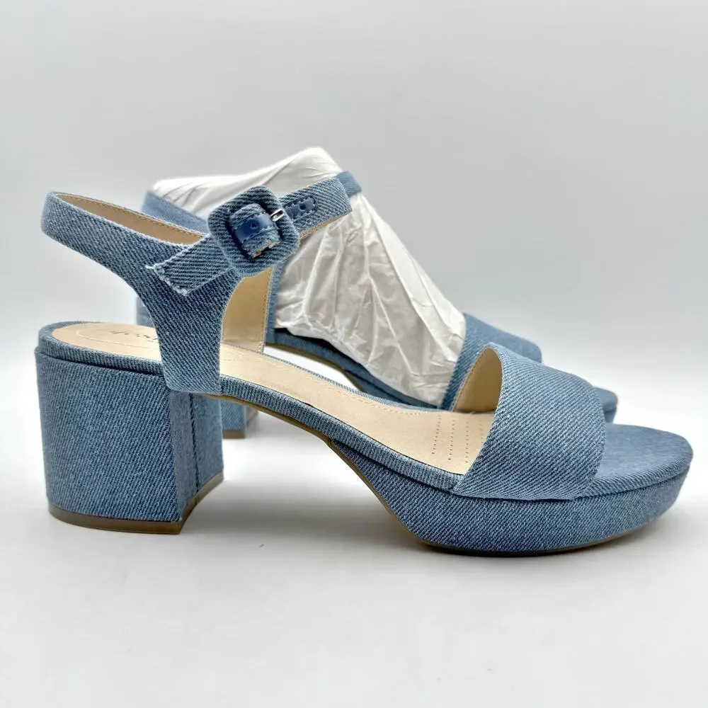 LifeStride Womens Rhythmn Sandal Heels US 11 M EU 42 Denim Blue NIB
